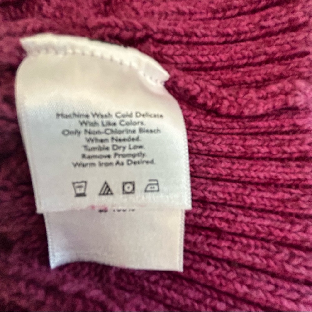 Eddie Bauer cherry pink cable knit v-neck long sleeve thick cozy sweater Size XL - Picture 7 of 11